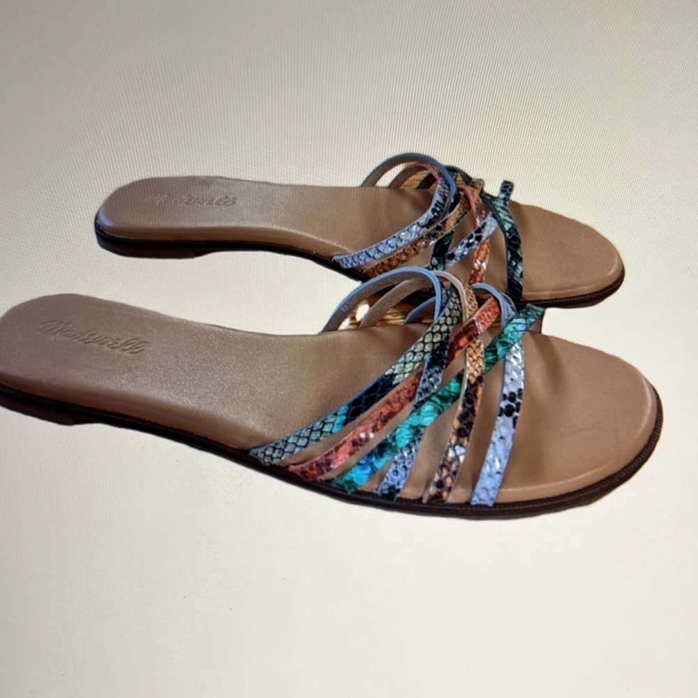 Madewell The Tracie Crisscross Slide Sandal in Snake Embossed Leather 9 - Picture 3 of 8